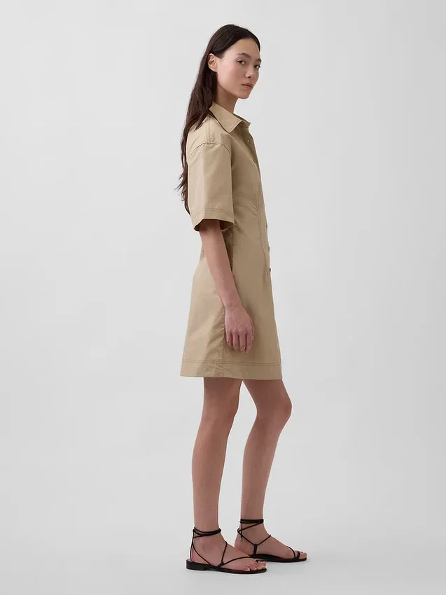 Vestido camisero mini de popelín