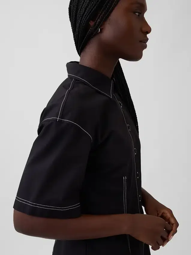 Vestido camisero mini de popelín