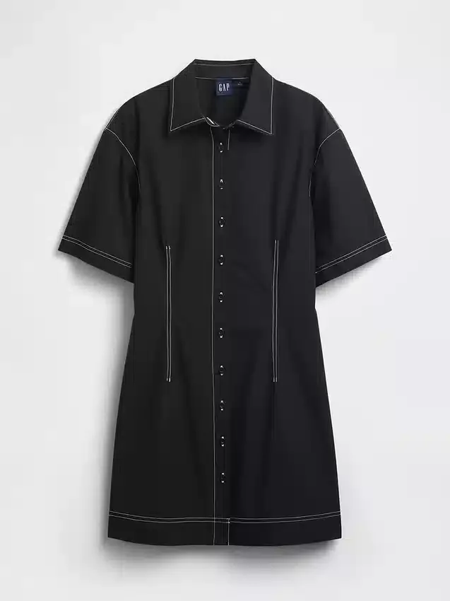 Vestido camisero mini de popelín