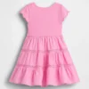 Vestido con volantes y ribete de encaje para bebés y niños pequeños