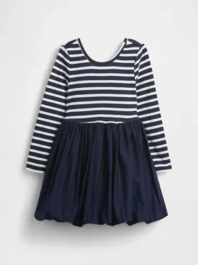 Vestido de burbujas de materiales mixtos para bebés y niños pequeños