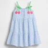 Vestido de cuadros vichy con cerezas para bebés y niños pequeños