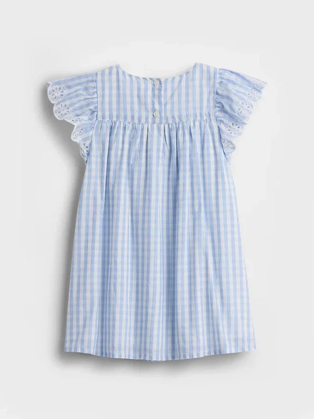 Vestido de cuadros vichy con ojales para bebés y niños pequeños