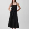 Vestido de gasa de algodón con corte imperio y volantes