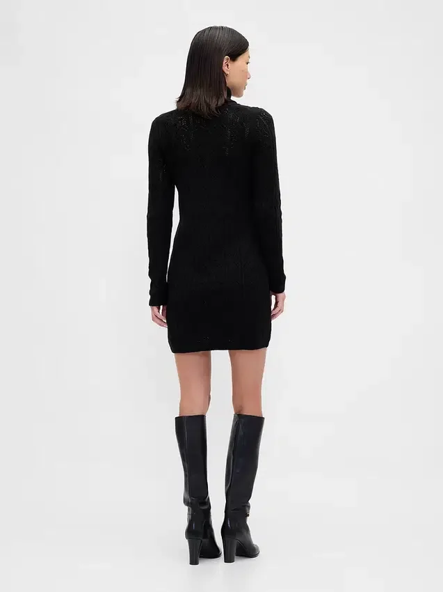 Vestido de jerséu de cuello alto CashSoft Pointelle