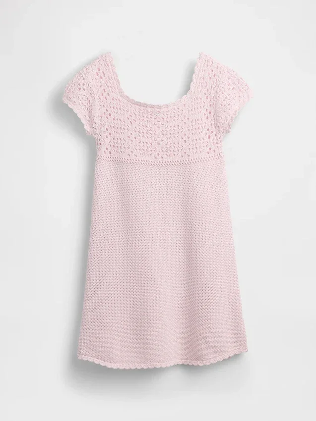 Vestido de jerséu de ganchillo para niños