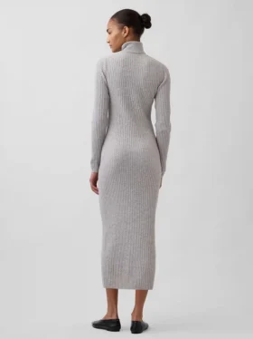 Vestido de jerséu longo de cuello alto CashSoft