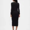 Vestido de jerséu midi de punto acanalado CashSoft