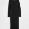 Vestido de jerséu midi de punto acanalado CashSoft