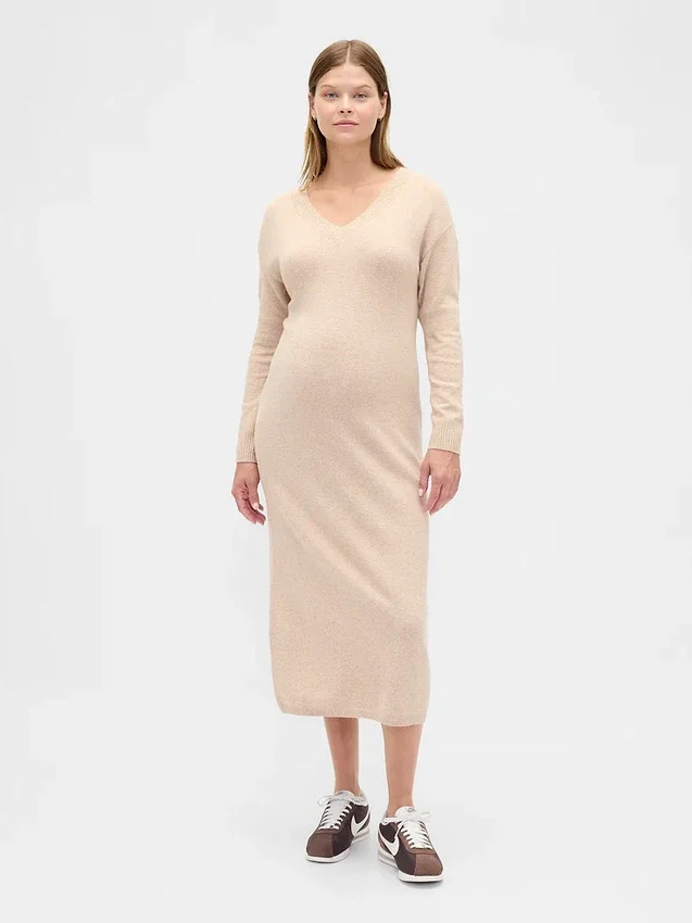 Vestido de jerséu premamá CashSoft con cuello en V