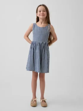 Vestido de mezclilla a cuadros para niños