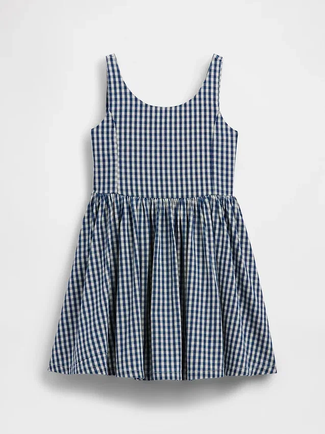 Vestido de mezclilla a cuadros para niños