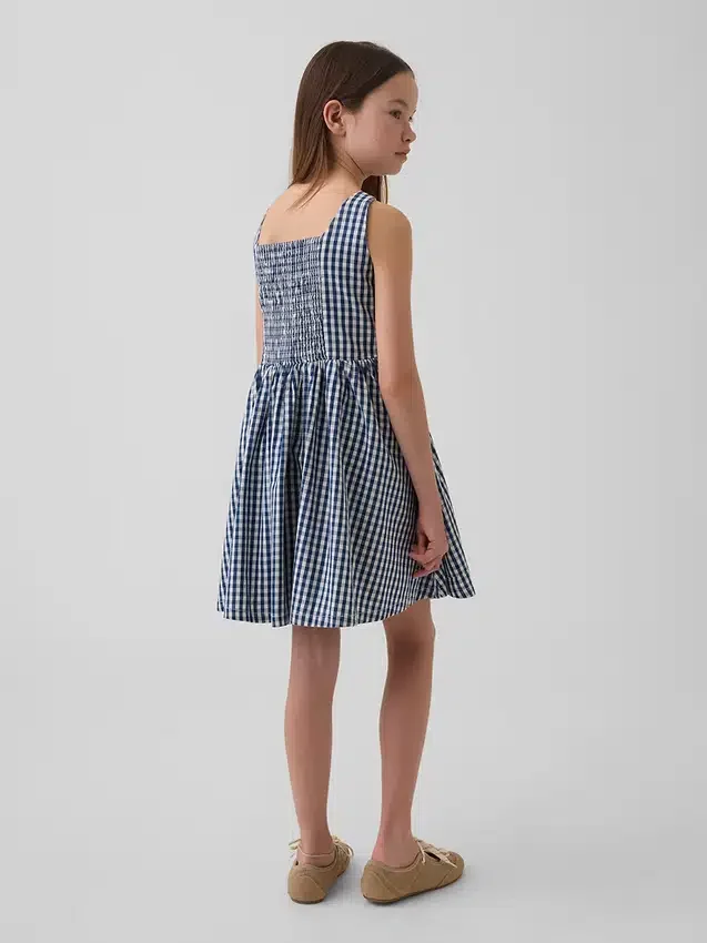 Vestido de mezclilla a cuadros para niños