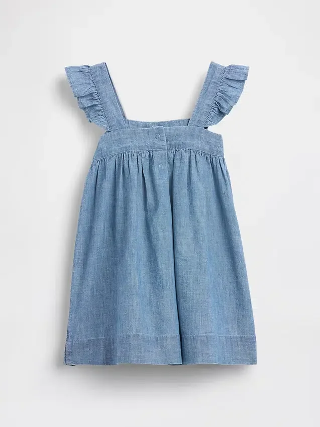 Vestido de mezclilla bordado para bebés y niños