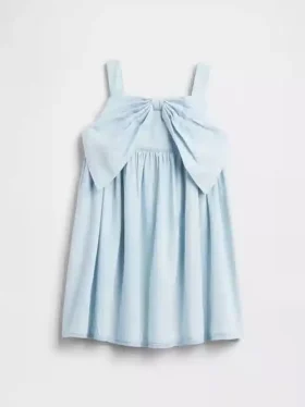 Vestido de mezclilla con moño para bebés y niños