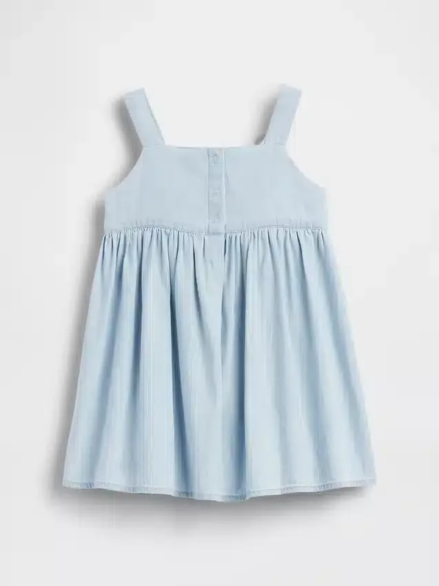 Vestido de mezclilla con moño para bebés y niños