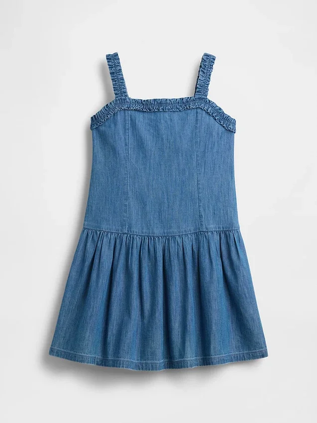 Vestido de mezclilla para niños con cintura baja