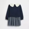 Vestido de sudadera con cuello con volantes de Snoopy para bebés y niños pequeños