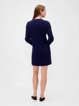 Vestido de suéter mini de punto trenzado CashSoft