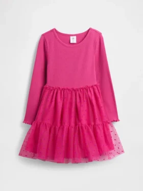 Vestido de tul con mezcla de materiales para bebés y niños pequeños