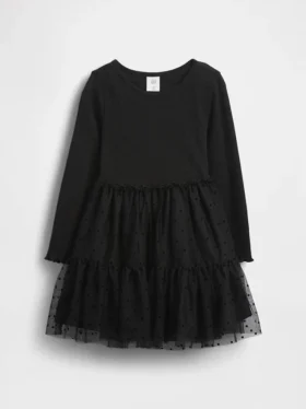 Vestido de tul con mezcla de materiales para bebés y niños pequeños
