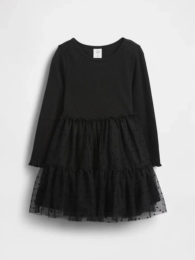 Vestido de tul con mezcla de materiales para bebés y niños pequeños