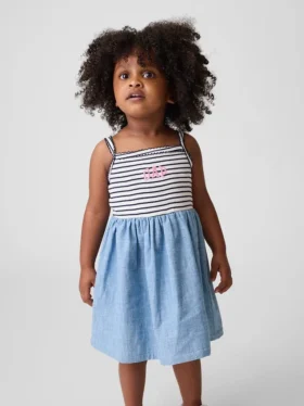 Vestido delantal de materiales mixtos para bebés y niños