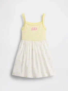 Vestido delantal de materiales mixtos para bebés y niños