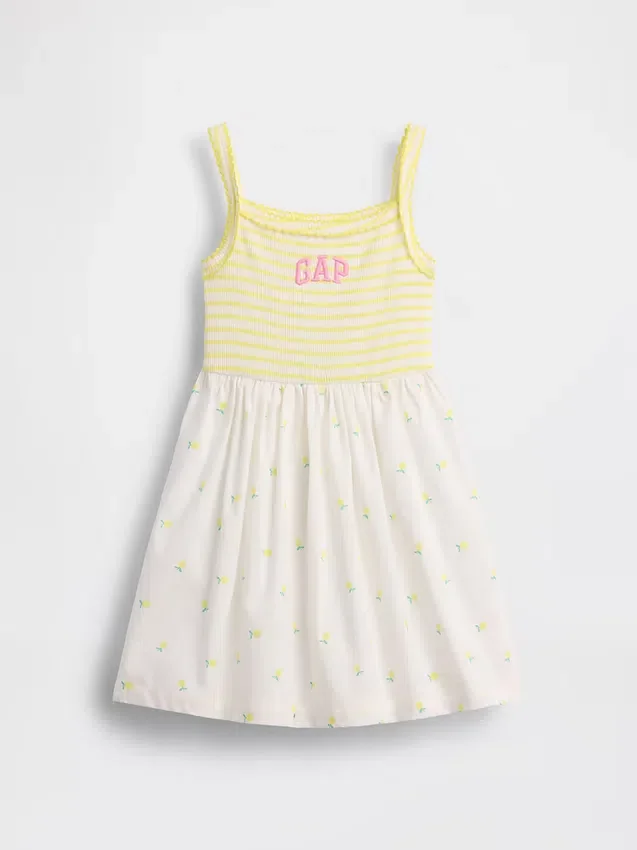Vestido delantal de materiales mixtos para bebés y niños