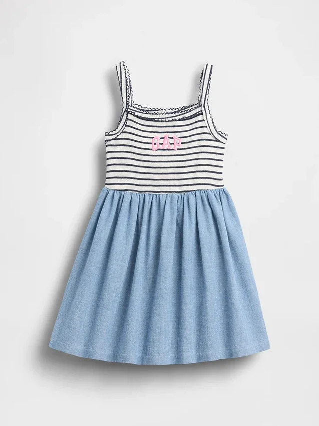Vestido delantal de materiales mixtos para bebés y niños