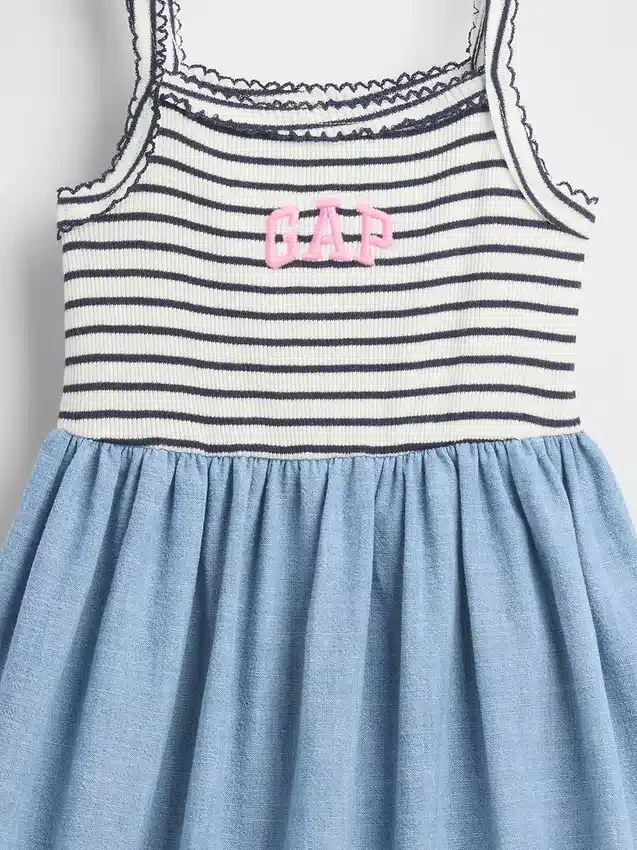 Vestido delantal de materiales mixtos para bebés y niños