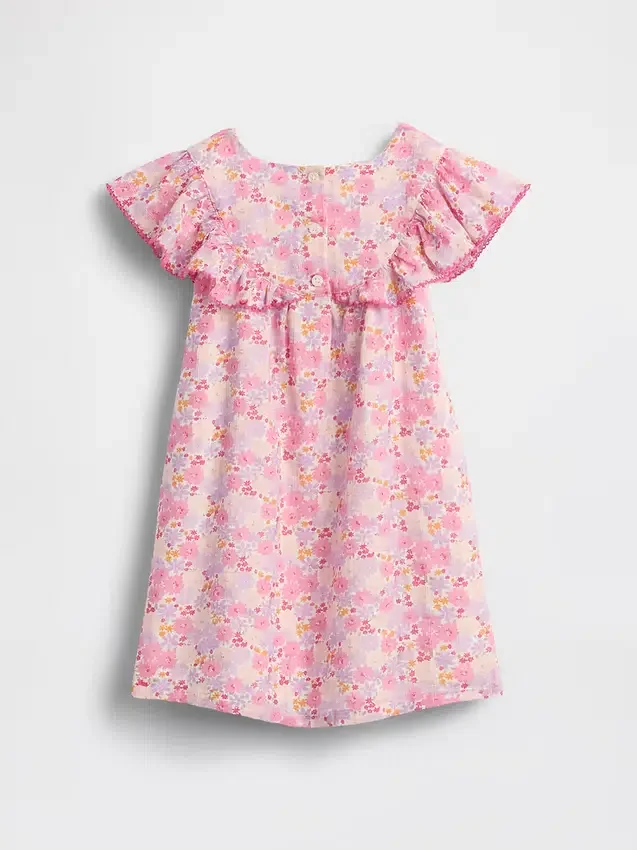 Vestido floral con volantes para bebés y niños pequeños