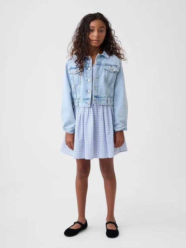 Vestido infantil con estampado fruncido