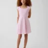 Vestido infantil de jersey con cuello cuadrado