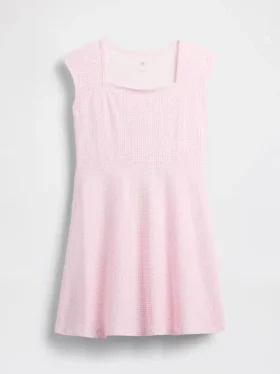 Vestido infantil de jersey con cuello cuadrado