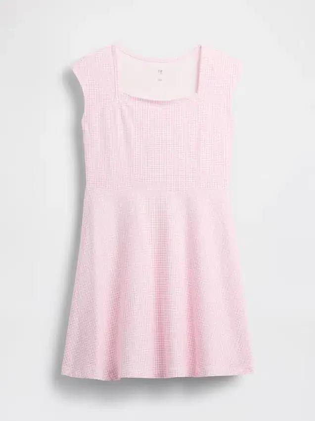 Vestido infantil de jersey con cuello cuadrado
