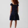 Vestido infantil de lunares con cintura baja