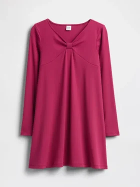 Vestido infantil de punto acanalado con moño
