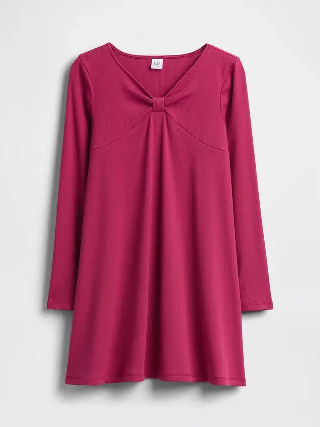 Vestido infantil de punto acanalado con moño