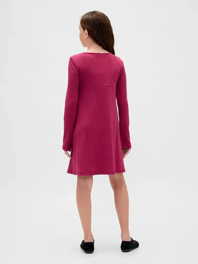 Vestido infantil de punto acanalado con moño