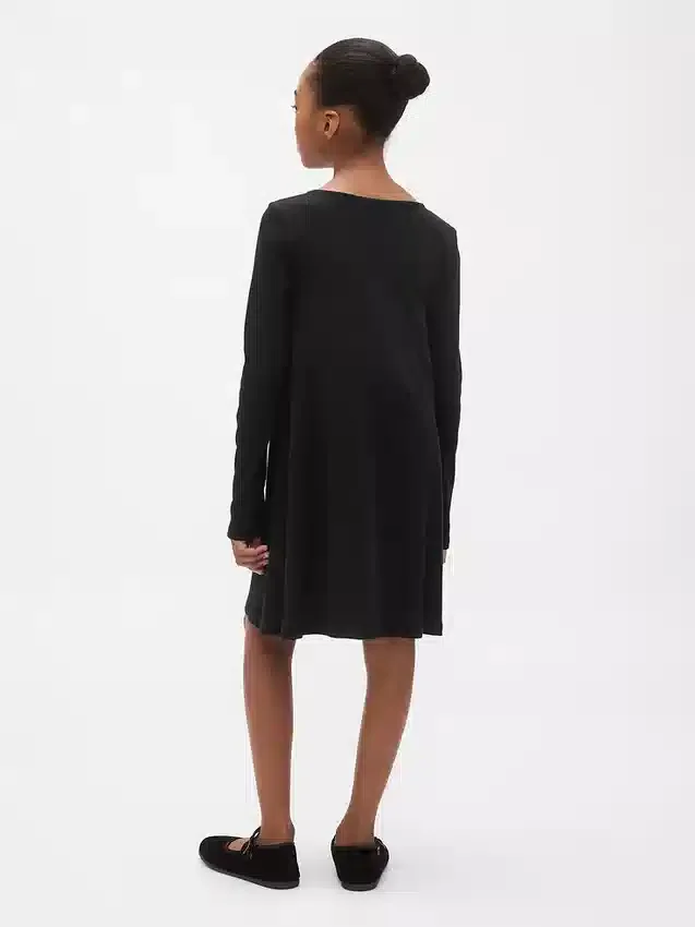 Vestido infantil de punto acanalado con moño