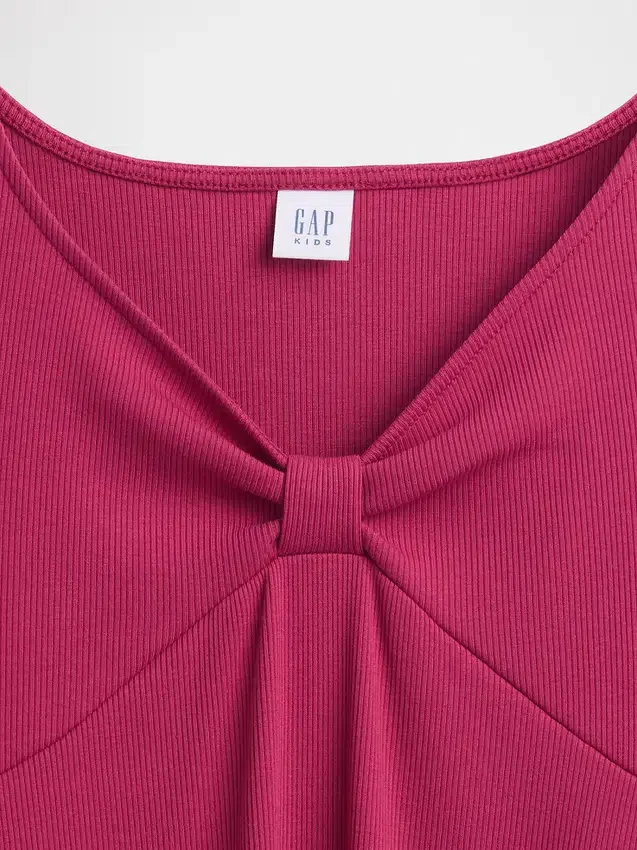 Vestido infantil de punto acanalado con moño