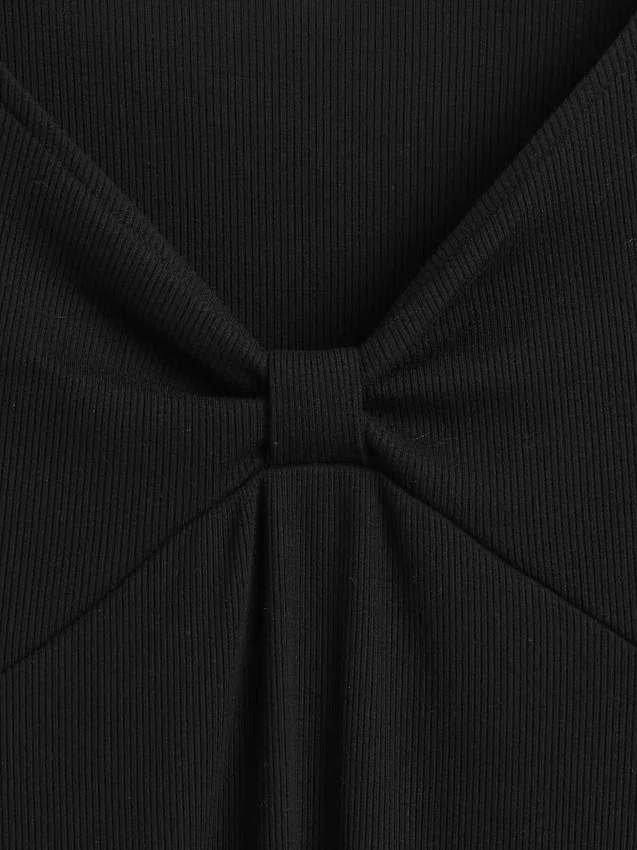 Vestido infantil de punto acanalado con moño