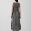 Vestido largo de cintura baja con fruncidos y estampado de cuadros vichy