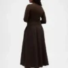 Vestido largo de cintura baja con mezcla de materiales
