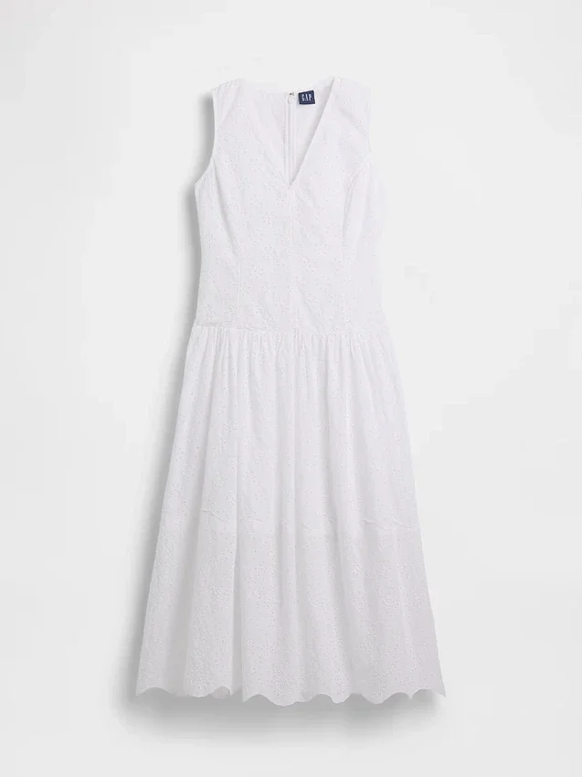 Vestido largo de cintura baja con ojales