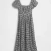 Vestido largo de cintura baja en mezcla de lino