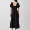 Vestido largo de cintura imperio en mezcla de lino