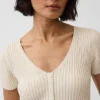 Vestido largo de jerséu acanalado con botones al frente