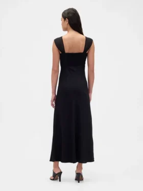 Vestido largo de materiales mixtos